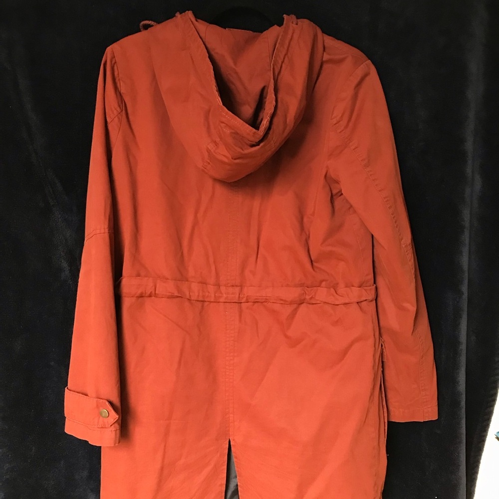 F21 Burnt Sienna Red-Brown Hooded Longline Utility Jacket - M - Picture 4 of 13
